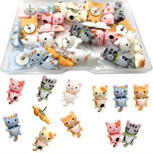 30 pcs Cat Push Pins Animal Creative Thumbtacks Corkboard Pushpins for Photo Wal